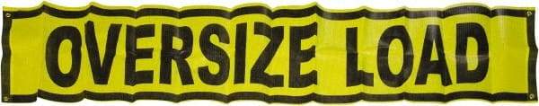 Erickson Manufacturing - Vinyl Oversized Load Banner - 18" Wide x 84" Long, Yellow & Black, For Use with Trucks - Exact Tool & Supply