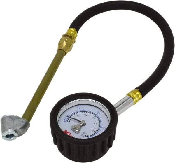 Milton - 0 to 60 psi Dial Dual Head Tire Pressure Gauge - 12' Hose Length, 2 psi Resolution - Exact Tool & Supply
