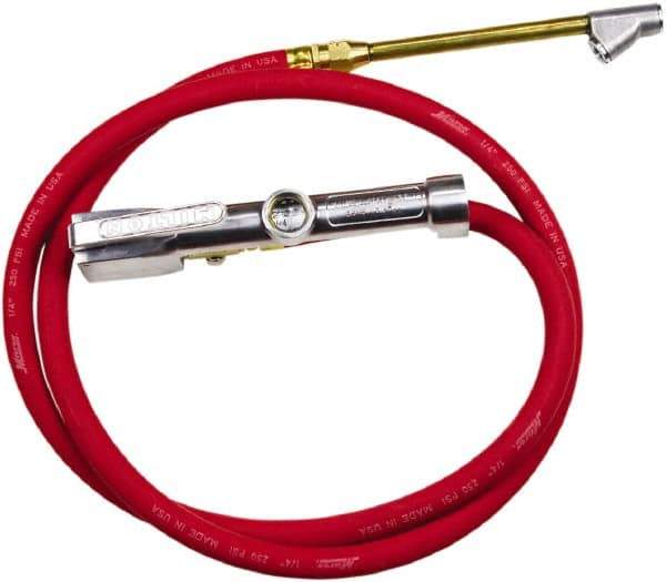 Milton - 160 Max psi Closed Check Aluminum/EPDM Inflator Gauge - Straight Dual Chuck, 1/4 FNPT, 10 to 160 psi Pressure Range - Exact Tool & Supply