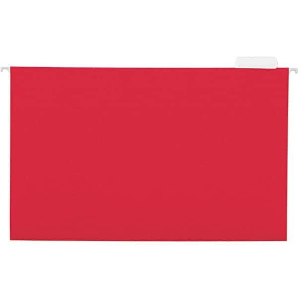 Universal One - 9-5/8 x 14-3/4", Legal, Red, Hanging File Folder - 11 Point Stock, 1/5 Tab Cut Location - Exact Tool & Supply
