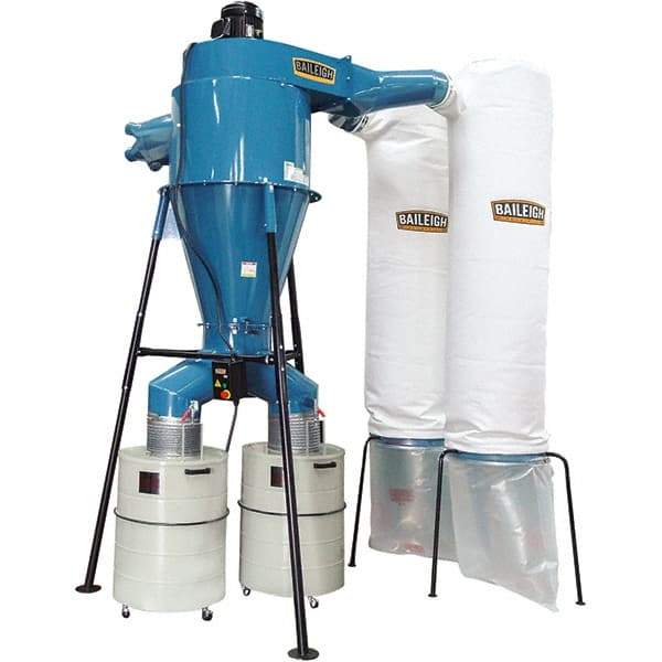 Baileigh - 1µm, 440 Volt Pedestal Mount Dust Collector - 85" Long x 65" Deep x 148" High, 4" Connection Diam, 6,000 CFM Air Flow, 17" Static Pressure Water Level - Exact Tool & Supply