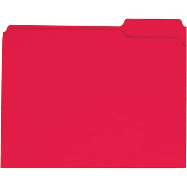 Universal One - 9-5/8 x 11-3/4", Letter Size, Red, File Folders with Top Tab - 11 Point Stock, 1/3 Tab Cut Location - Exact Tool & Supply