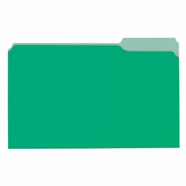 Universal One - 9-5/8 x 14-3/4", Legal, Bright Green/Light Green, File Folders with Top Tab - 11 Point Stock, 1/3 Tab Cut Location - Exact Tool & Supply