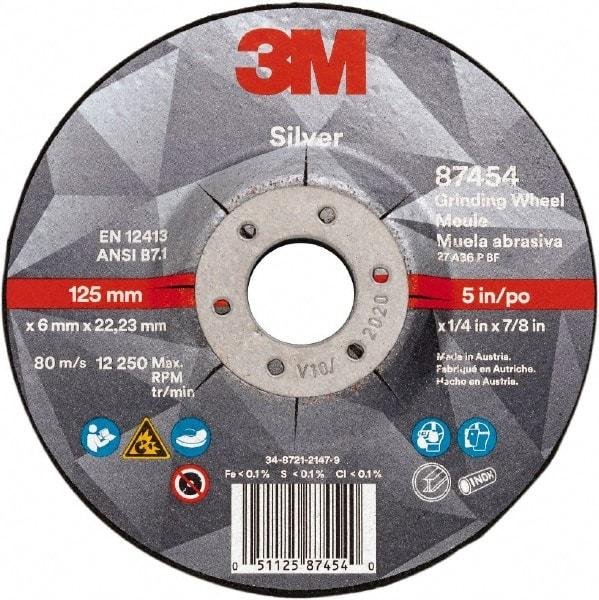 3M - Depressed-Center Wheels Wheel Diameter (Inch): 5 Wheel Thickness (Decimal Inch): 0.2500 - Exact Tool & Supply