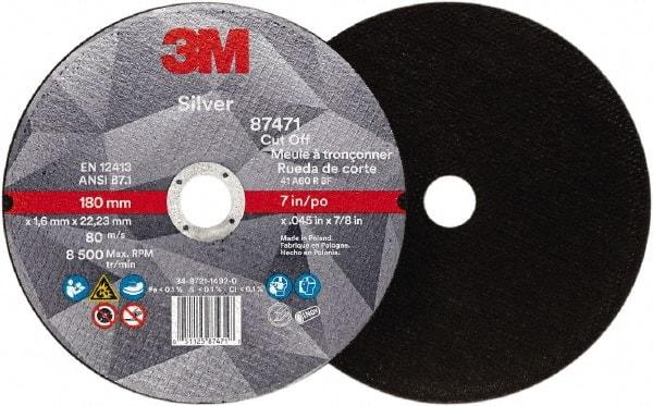 3M - 7" Ceramic Cutoff Wheel - 0.045" Thick, 7/8" Arbor, Use with Angle Grinders - Exact Tool & Supply