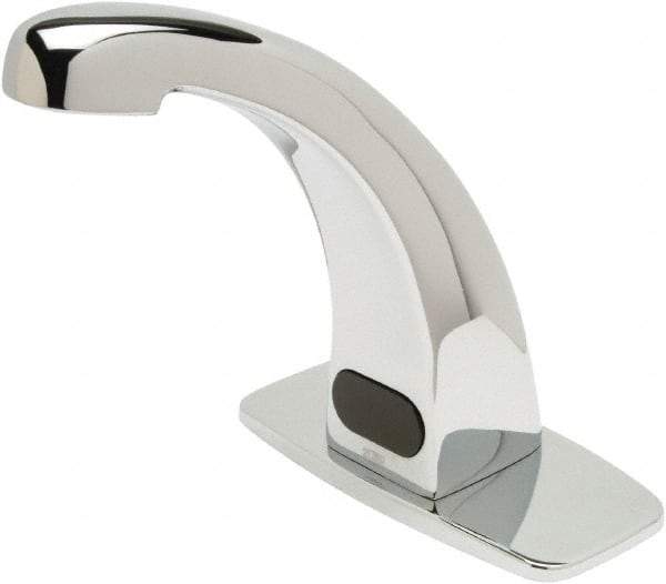 Zurn - Chrome Plated Electronic Internal Temperature Control Mixer Sensor Faucet - Powered by 4 AA Batteries, Standard Spout, Single Hole Mounting Centers - Exact Tool & Supply