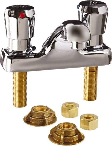 Zurn - Integral, Metering Faucet, Chrome Plated Deck Mount, Lavatory Metering Faucet - Push Button Handle - Exact Tool & Supply