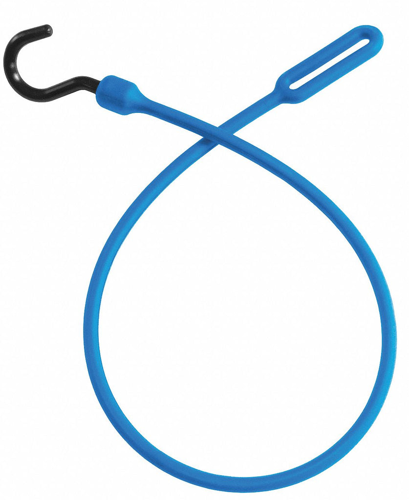 Blue Polyurethane Bungee Cord with J-Hook, Loops, Bungee Length: 30"