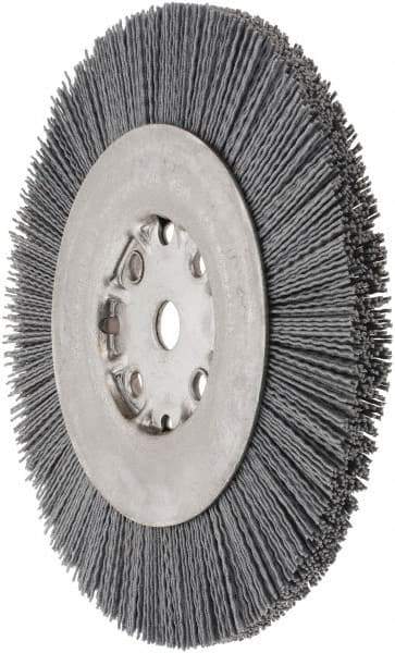 Weiler - 8" OD, 5/8" Arbor Hole, Crimped Nylon Wheel Brush - 7/8" Face Width, 1-1/2" Trim Length, 0.035" Filament Diam, 4,500 RPM - Exact Tool & Supply