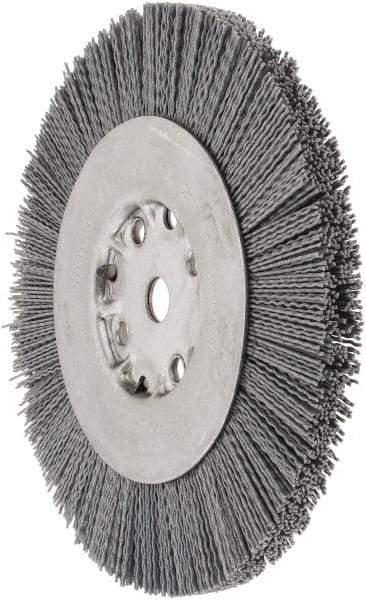 Weiler - 8" OD, 5/8" Arbor Hole, Crimped Nylon Wheel Brush - 7/8" Face Width, 1-1/2" Trim Length, 0.04" Filament Diam, 4,500 RPM - Exact Tool & Supply
