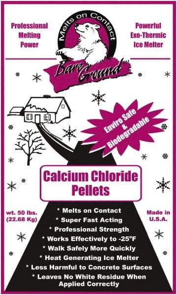 Bare Ground Solutions - 50 Lb Bag Calcium Chloride Pellets - Effective to -20°F - Exact Tool & Supply