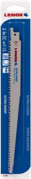 Lenox - 9" Long x 3/4" Thick, Bi-Metal Reciprocating Saw Blade - Straight Profile, 6 TPI, Toothed Edge - Exact Tool & Supply