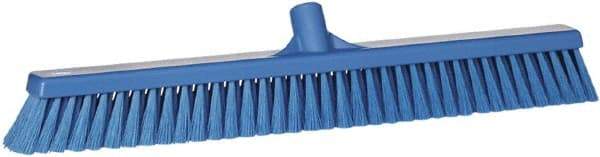 Vikan - 24" Fine Particle Synthetic Push Broom - 2" Bristle Length, Plastic Block, European Threaded Handle Connection - Exact Tool & Supply
