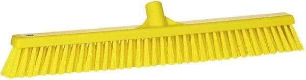 Vikan - 24" Combo Duty Synthetic Push Broom - 2" Bristle Length, Plastic Block, European Threaded Handle Connection - Exact Tool & Supply