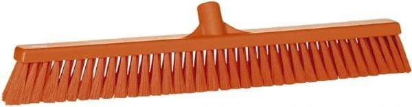 Vikan - 24" Fine Particle Synthetic Push Broom - 2" Bristle Length, Plastic Block, European Threaded Handle Connection - Exact Tool & Supply