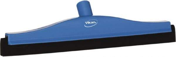 Vikan - 16" Foam Rubber Blade Bench Squeegee - Double Edge, Blue, Plastic Holder - Exact Tool & Supply