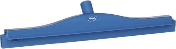 Vikan - 20" Rubber Blade Floor Squeegee - Double Edge, Blue, Plastic Holder - Exact Tool & Supply