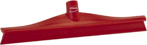 Vikan - 15-3/4" Rubber Blade Floor Squeegee - Single Edge, Red, Plastic Holder - Exact Tool & Supply
