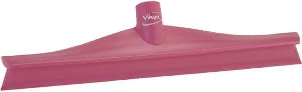 Vikan - 15-3/4" Rubber Blade Floor Squeegee - Single Edge, Pink, Plastic Holder - Exact Tool & Supply