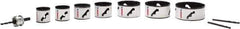 Lenox - 10 Piece, 2-1/8" to 4-5/8" Saw Diam, Plumber's Hole Saw Kit - Bi-Metal, Toothed Edge, Includes 7 Hole Saws - Exact Tool & Supply