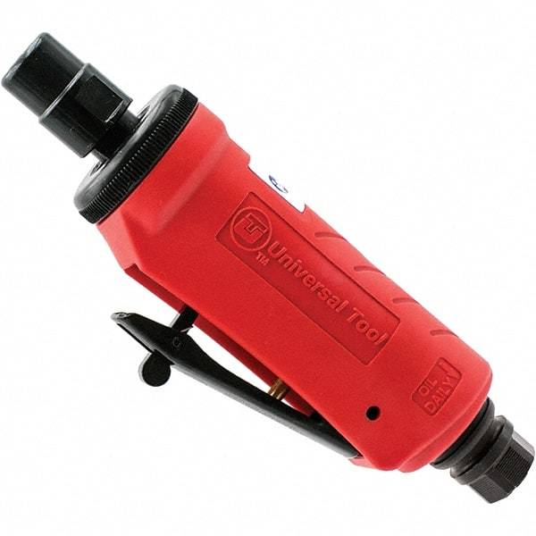 Universal Tool - 1/4" Collet, Straight Handle, Air Straight Die Grinder - Rear Exhaust, 4 CFM, 0.5 hp, 90 psi, 1/4" Inlet - Exact Tool & Supply