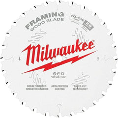 Milwaukee Tool - 10-1/4" Diam, 5/8" Arbor Hole Diam, 28 Tooth Wet & Dry Cut Saw Blade - Tungsten Carbide-Tipped, Framing Action, Standard Round Arbor - Exact Tool & Supply