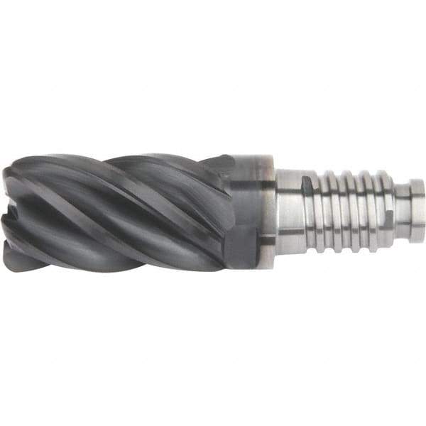 Kennametal - 25" Diam, 37.5mm LOC, 5 Flute 5mm Corner Radius End Mill Head - Solid Carbide, AlTiN Finish, Duo-Lock 25 Connection, Spiral Flute, 39° Helix - Exact Tool & Supply