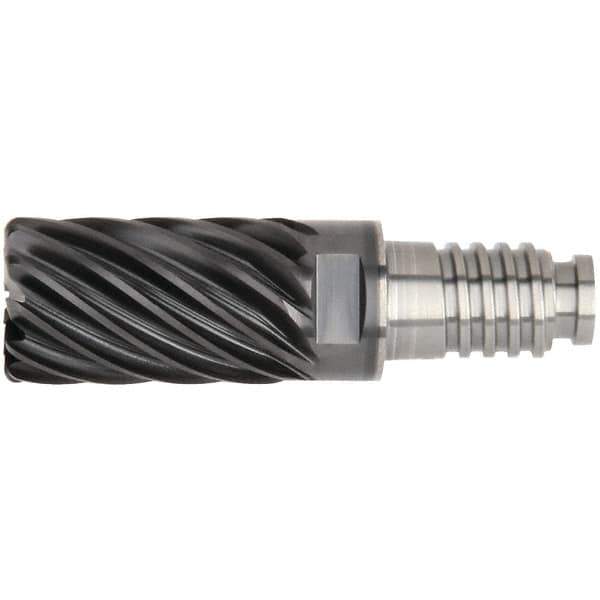Kennametal - 25" Diam, 37.5mm LOC, 19 Flute 5mm Corner Radius End Mill Head - Solid Carbide, AlTiN Finish, Duo-Lock 25 Connection, Spiral Flute, 36° Helix - Exact Tool & Supply