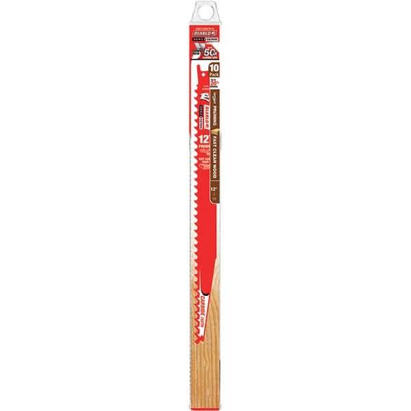 Freud - 12" Long x 1" Thick, Carbide Reciprocating Saw Blade - Tapered Profile, 3 Carbide TPI, Toothed Edge, Tang Shank - Exact Tool & Supply