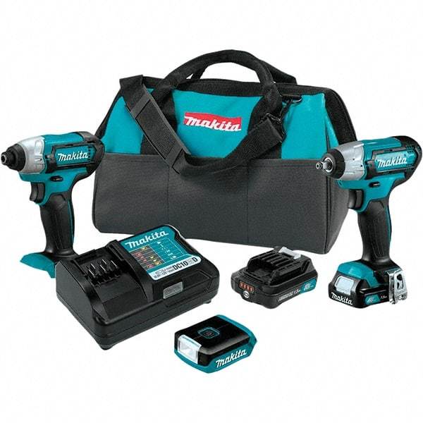 Makita - 12 Volt Cordless Tool Combination Kit - Includes Impact Driver, 3/8" Compact Impact Wrench & Flashlight, Lithium-Ion Battery Included - Exact Tool & Supply