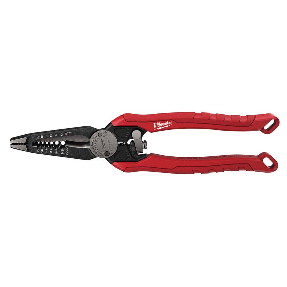 Milwaukee Tool - Wire & Cable Strippers; Type: 7IN1 High-Leverage Combination Pliers ; Maximum Capacity: 20 AWG ; Minimum Wire Gage: 8 AWG ; Overall Length (Inch): 9 ; Wire Type: Solid & Stranded ; Handle Material: Steel - Exact Tool & Supply