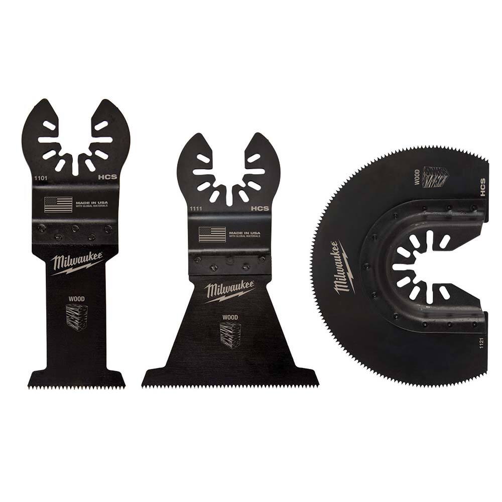 Milwaukee Tool - Rotary & Multi-Tool Accessories; Accessory Type: Wood Blade ; For Use With: Multi-Tools ; Includes: 1-3/8" HCS WOOD BLADE, 2-1/2" HCS WOOD BLADE, 3-1/2" HCS SEGMENTED WOOD BLADE ; Maximum RPM: 0.000 ; Tooth Style: End Cut ; Head Diameter - Exact Tool & Supply
