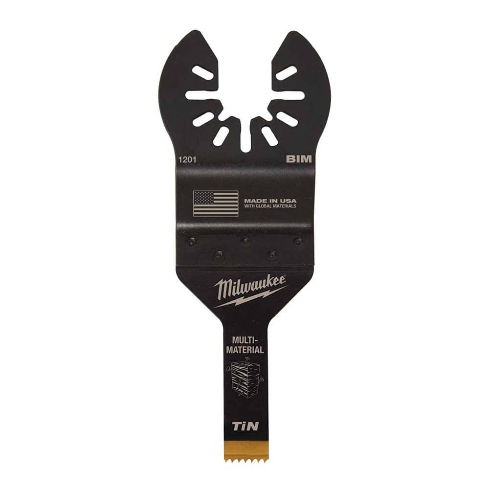 Milwaukee Tool - Rotary & Multi-Tool Accessories; Accessory Type: Multi-Material Blade ; For Use With: Multi-Tools ; Includes: 3/8" TITANIUM BI-METAL WOOD W/NAILS BLADE ; Maximum RPM: 0.000 ; Color: Black ; Tooth Style: End Cut - Exact Tool & Supply
