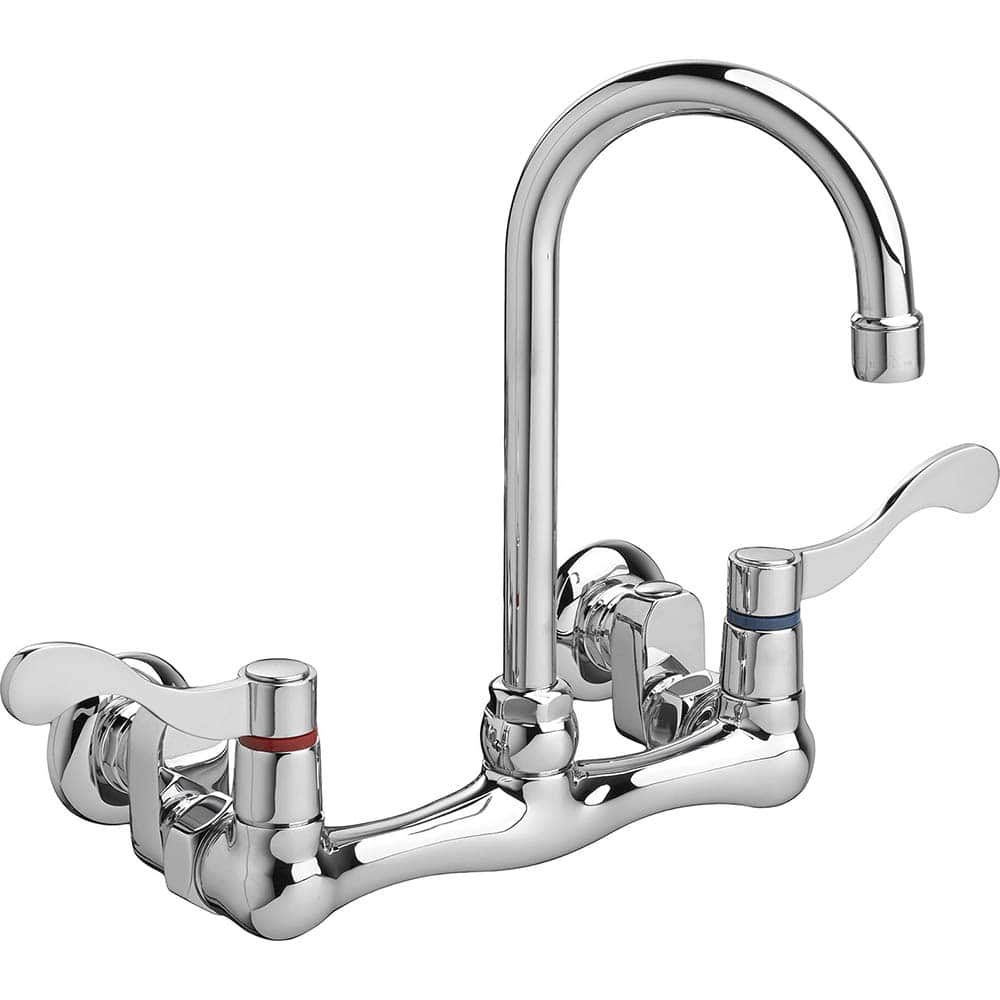 American Standard - Lavatory Faucets; Type: Wall Mount Bathroom Faucet ; Spout Type: Gooseneck ; Design: Two Handle ; Handle Type: Lever ; Mounting Centers: 8 (Inch); Drain Type: No Drain - Exact Tool & Supply