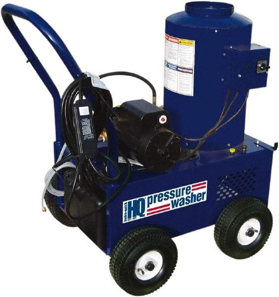 Value Collection - Electric, 25 Amp, 6 hp, 2,400 psi, 3 GPM, Hot Water Pressure Washer - Triplex Plunger, 50' x 3/8" Hose, 220 Max Volts - Exact Tool & Supply