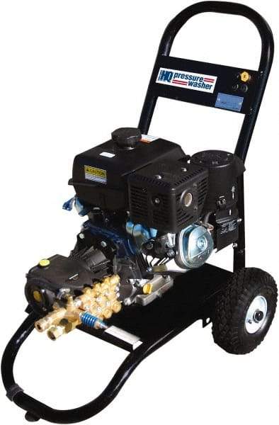 Value Collection - Gas, 7 hp, 3,000 psi, 3 GPM, Cold Water Pressure Washer - AR Triplex Ceramic Plunger, 50' x 3/8" Hose - Exact Tool & Supply