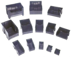 Quantum Storage - 10 Lb. Load Capacity, 7-3/8" Deep, Black Polypropylene Hopper Stacking Bin - 3" High x 4-1/8" Wide x 7-3/8" Long - Exact Tool & Supply