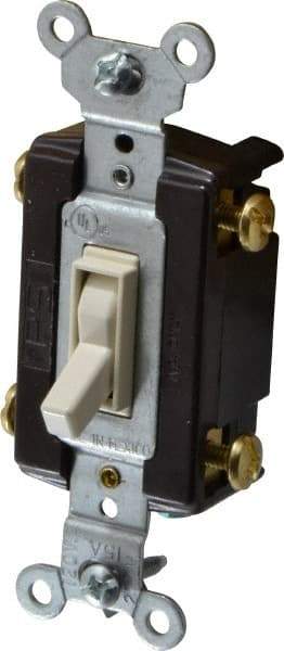 Pass & Seymour - 4 Pole, 120 VAC, 15 Amp, Specification Grade, Toggle, Wall and Dimmer Light Switch - 1-1/4 Inch Wide x 3.281 Inch High - Exact Tool & Supply