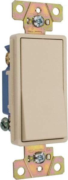 Pass & Seymour - 3 Pole, 120 to 277 VAC, 15 Amp, Specification Grade, Rocker, Wall and Dimmer Light Switch - 1.3 Inch Wide x 4.2 Inch High - Exact Tool & Supply