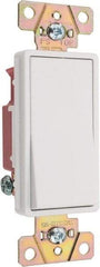 Pass & Seymour - 1 Pole, 120 to 277 VAC, 20 Amp, Specification Grade, Rocker, Wall and Dimmer Light Switch - 1.3 Inch Wide x 4.2 Inch High - Exact Tool & Supply