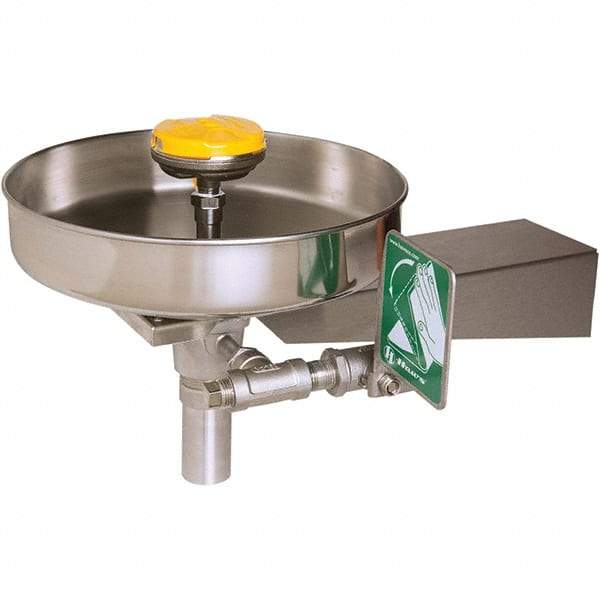 Haws - 15" Wide x 13" High, Wall Mount, Stainless Steel Bowl, Eye & Face Wash Station - 13" Inlet, 3.7 GPM Flow Rate - Exact Tool & Supply