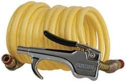 Coilhose Pneumatics - 1/4" ID Thumb Lever Air Gun - 12' Long Nylon Hose - Exact Tool & Supply