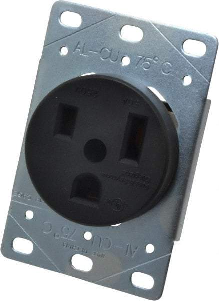 Pass & Seymour - 250 VAC, 50 Amp, 6-50R NEMA Configuration, Brown, Industrial Grade, Self Grounding Single Receptacle - 1 Phase, 2 Poles, 3 Wire, Flush Mount - Exact Tool & Supply