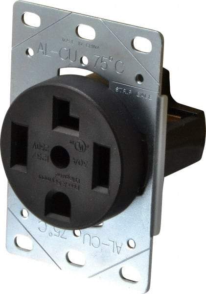 Pass & Seymour - 125/250 VAC, 30 Amp, 14-30R NEMA Configuration, Brown, Industrial Grade, Self Grounding Single Receptacle - 1 Phase, 3 Poles, 4 Wire, Flush Mount - Exact Tool & Supply
