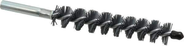 Schaefer Brush - 4" Brush Length, 3/4" Diam, Single Stem, Single Spiral Tube Brush - 6-1/4" Long, Silicone Carbide Impregnated Nylon, 12-24 Female Connection - Exact Tool & Supply