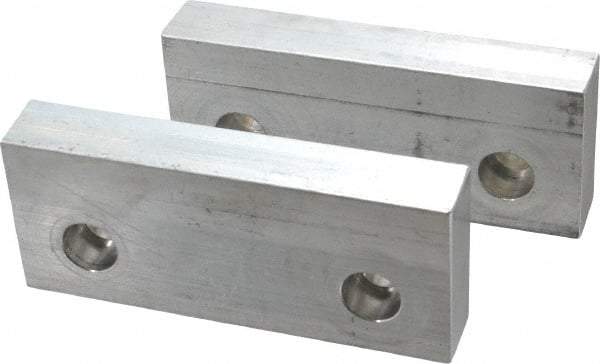 Gibraltar - 6" Wide x 2-1/2" High x 1" Thick, Flat/No Step Vise Jaw - Soft, Aluminum, Fixed Jaw, Compatible with 6" Vises - Exact Tool & Supply