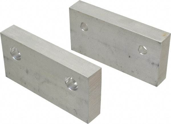 Gibraltar - 6" Wide x 3" High x 1" Thick, Flat/No Step Vise Jaw - Soft, Aluminum, Fixed Jaw, Compatible with 6" Vises - Exact Tool & Supply