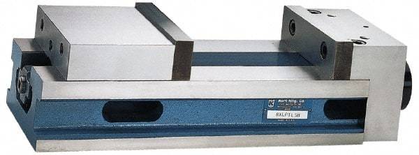 Kurt - 6" Jaw Width, 14" Jaw Opening Capacity, Horizontal Stationary Machine Vise - Manual Operation, 6,877 Lb Capacity, 1 Station, 24.51" Long x 4.86" High x 1-31/64" Deep, 1.735" Jaw Height, 80,000 psi Max Clamp Force, Ductile Iron - Exact Tool & Supply