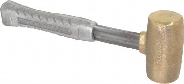 American Hammer - 4 Lb Head 1-3/4" Face Brass Head Hammer - 11-1/2" OAL, Aluminum Handle - Exact Tool & Supply
