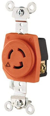 Cooper Wiring Devices - 125 VAC, 15 Amp, L15-15R NEMA, Isolated Ground Receptacle - 2 Poles, 3 Wire, Female End, Orange - Exact Tool & Supply